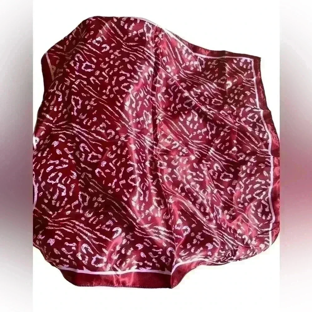 Bundle 2 scarves. One burgundy &white animal print,‎ one blk &white polka dot